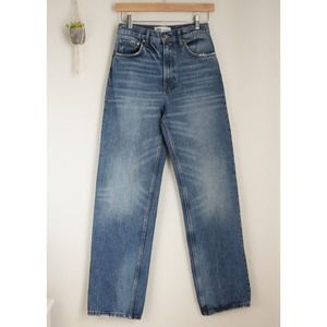 Zara 100% Cotton High Rise Wide Leg Jeans Medium Wash US 2 / Size 26